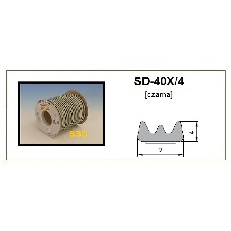 Blīvgumija dubultā E profils melns (2x75m) m