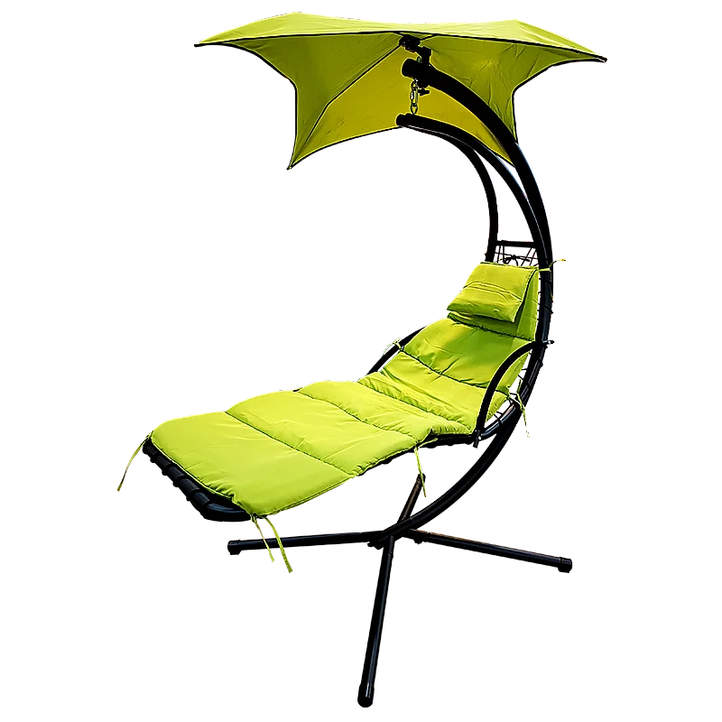 Krēsls ar saulessargu zaļš