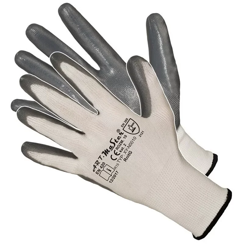 Cimdi poliester ar nitrila pārkl. 10.izm pelēkas Cimdi poliester ar nitrila pārkl. 10.izm pelēkas