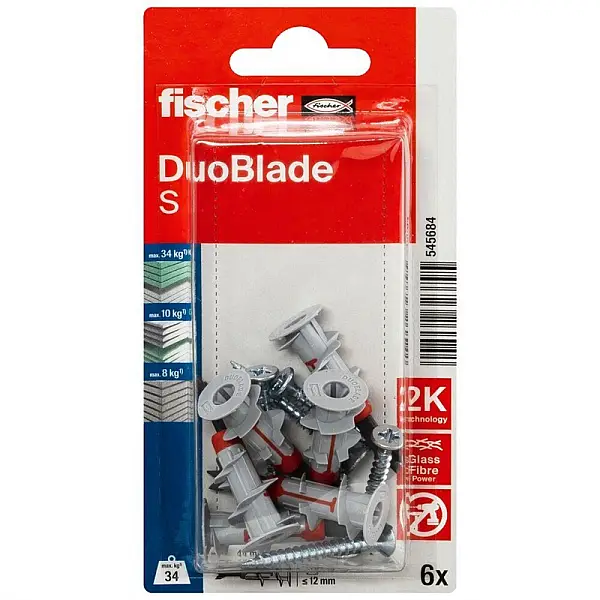 Dībelis Fischer DuoBlade. 29 mm x 4.5 mm. 6 gab. Dībelis Fischer DuoBlade. 29 mm x 4.5 mm. 6 gab.