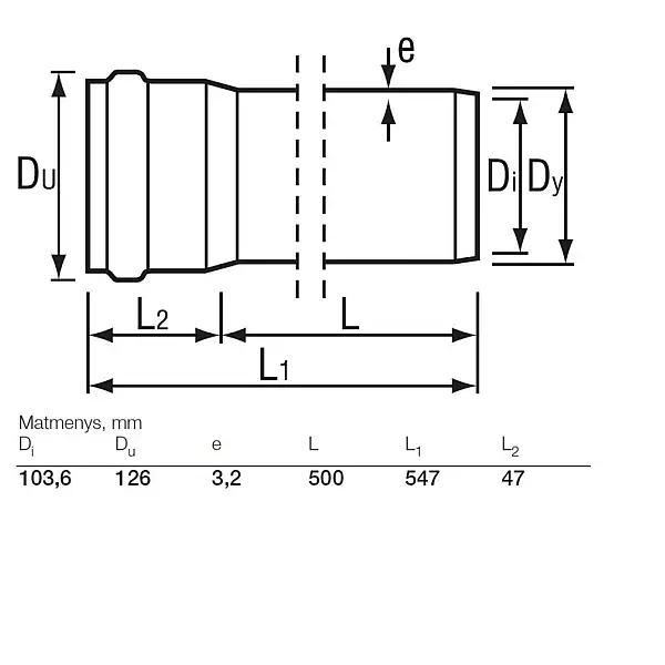 Āra kanalizācijas caurule Wavin SN4 D110x500mm. PVC Āra kanalizācijas caurule Wavin SN4 D110x500mm. PVC