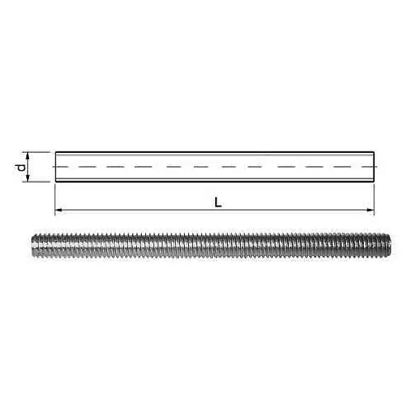 Stienis Haushalt DIN 975 1000 mm x 8 mm nerūsējošais tērauds Stienis Haushalt DIN 975 1000 mm x 8 mm nerūsējošais tērauds