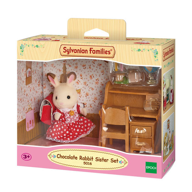 SYLVANIAN FAMILIES Chocolate Rabbit Sister & Desk