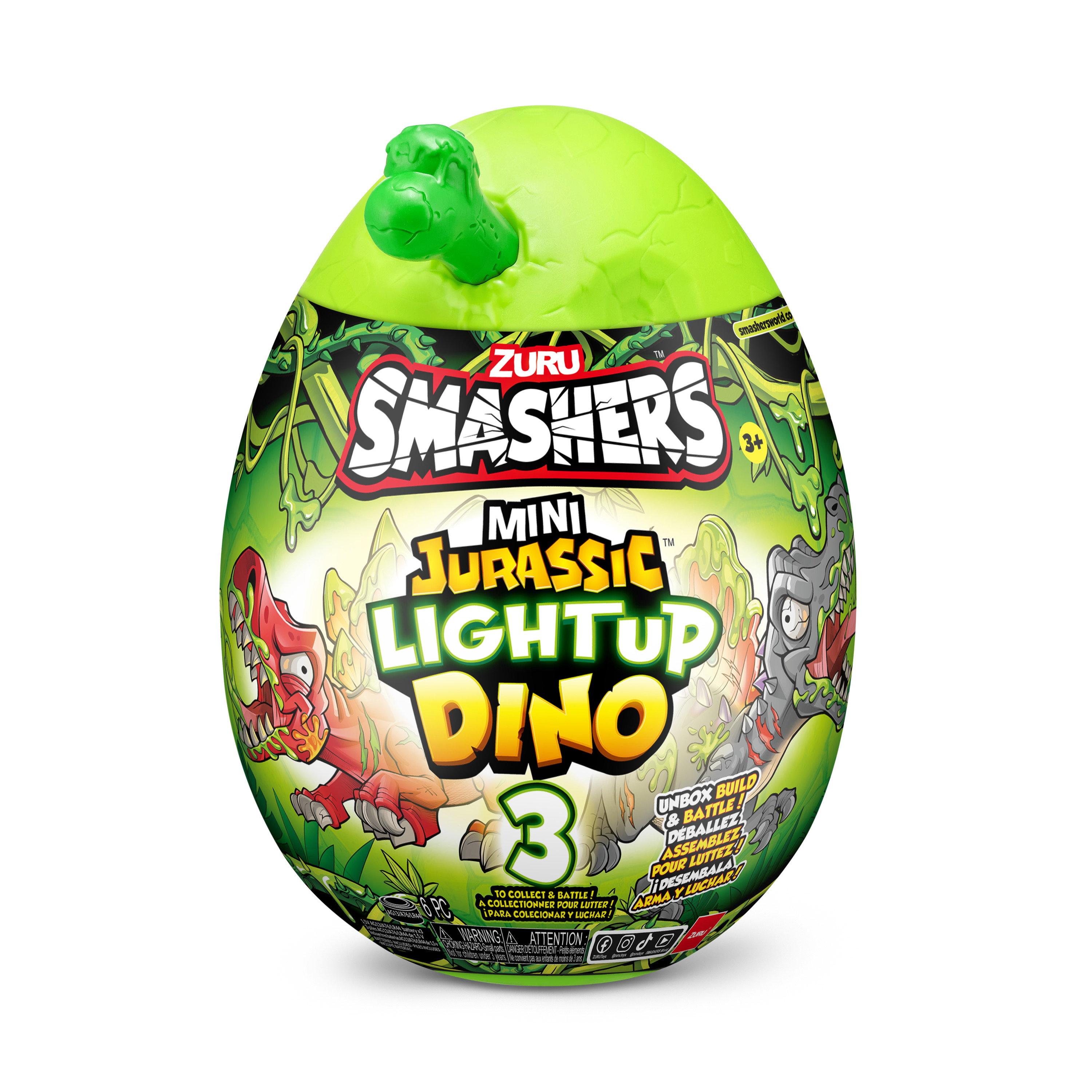 SMASHERS MINI JURASSIC kiaušinis su šviečiančiu dinozauru