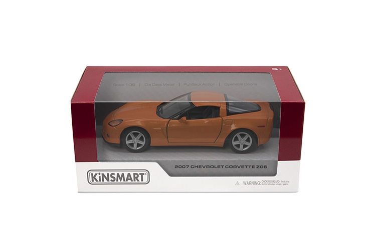 KINSMART metallist mudelauto 2007 Chevrolet Corvette Z06, skaala 1:36