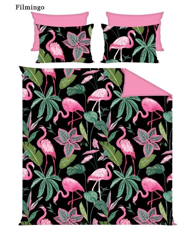 BED COV SET COTTON FLAMINGO 200X220