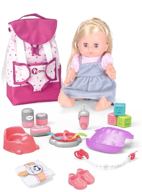 14IN DOLL BACKPACK SET WITH DRINK /PEE