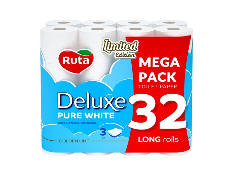 Tualetes papīrs Rūta Pure White Deluxe. 3 sl