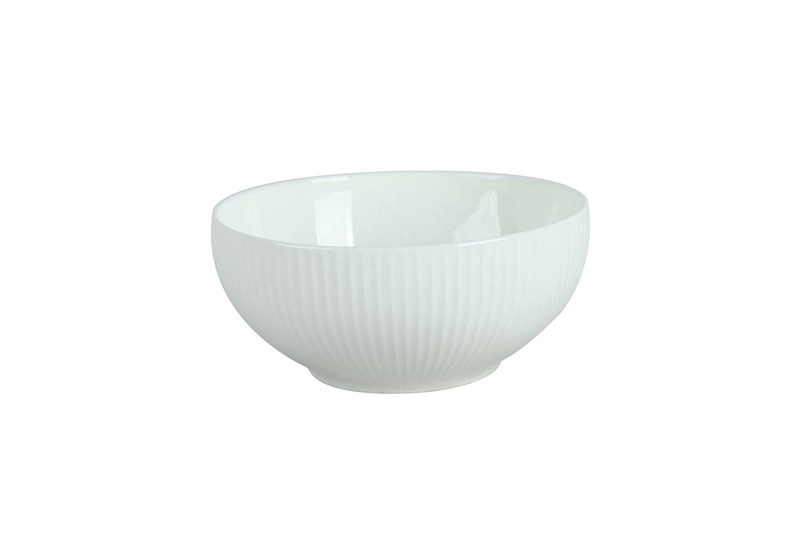 BOWL VERTICAL LINES WHITE 15CM