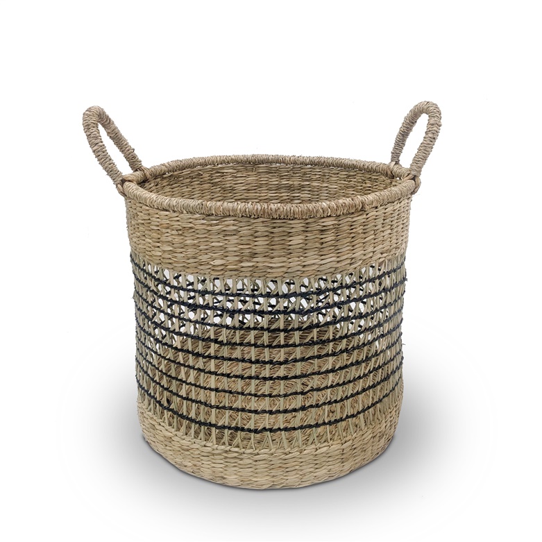 BASKET WITH HANDLES 35X35X32CM SEAGRASS