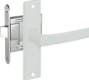 LOCK WITH WHITE COVER PLATES AND HANDLES