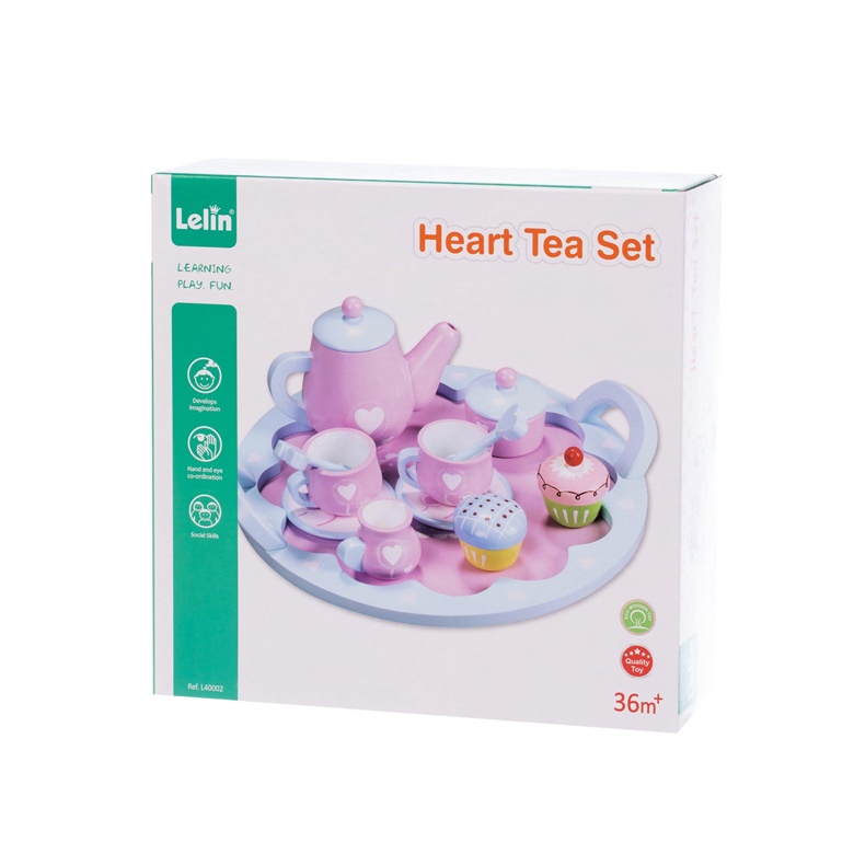 WOODEN GAME HEART TEA SET