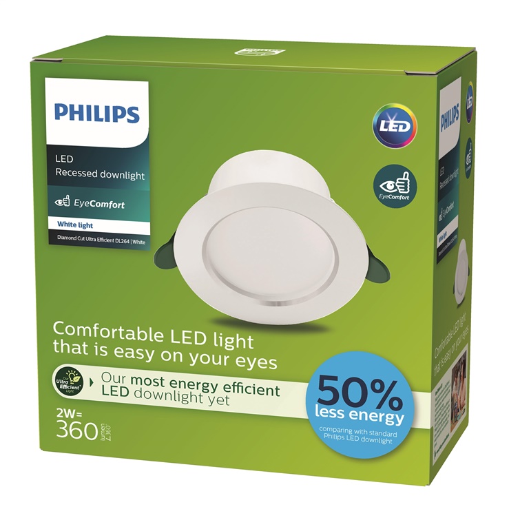 Įmontuojamas šviestuvas Philips DIAMOND CUT. 2W. 3000°K. LED