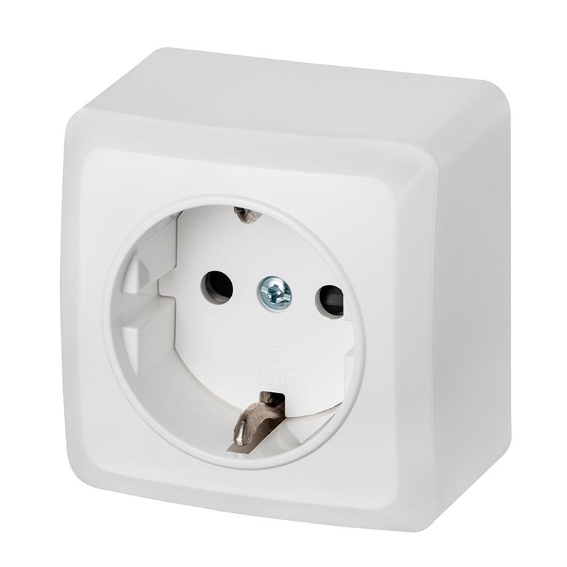 SCHUKO SURFACE SOCKET WHITE