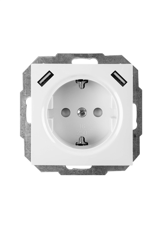 SOCKET+2USB WHITE