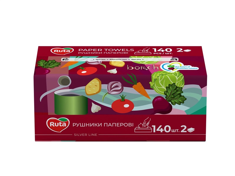 PAPER TOWEL WITH LEAVES RŪTA 140 PCS