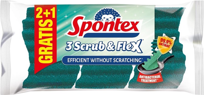 Tīrīšanas sūklis Spontex Scrub & Flex. zila. 3 gab.