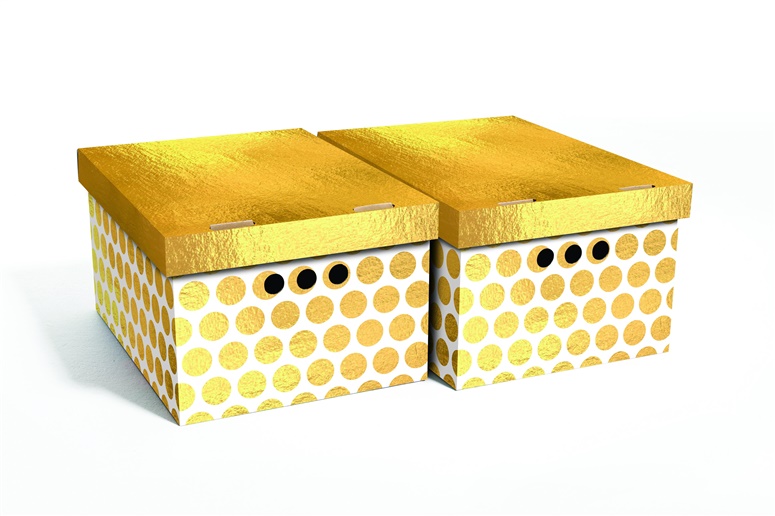 FOLDABLE CART BOX33X25X18CM 2 GOLD DOTS