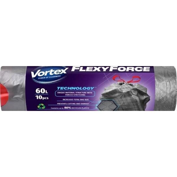 Šiukšlių maišai Vortex Flexy Force. 60 l. 10 vnt.