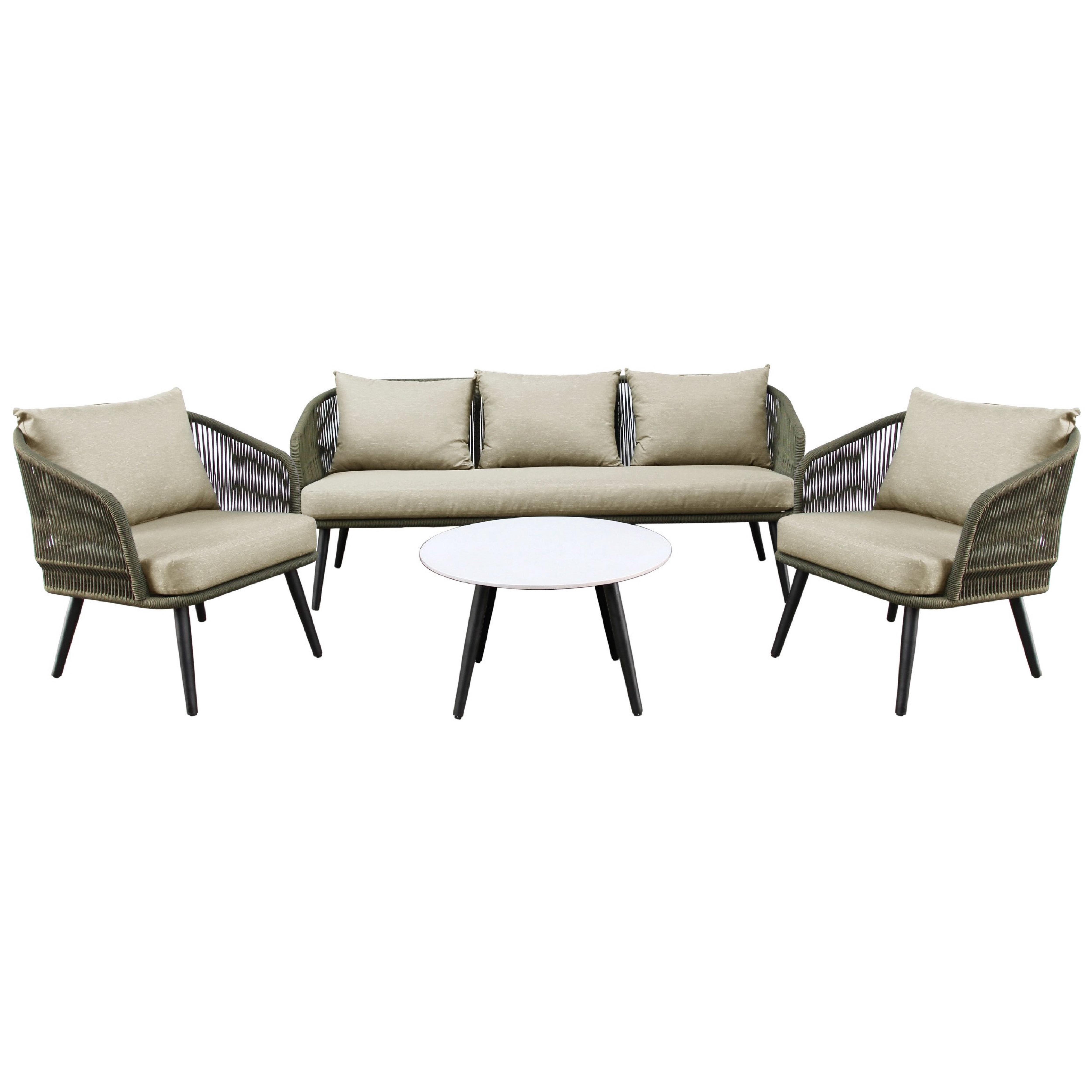 OUTDOOR FURNITUR SET OLIVE GREEN 5 SEAT