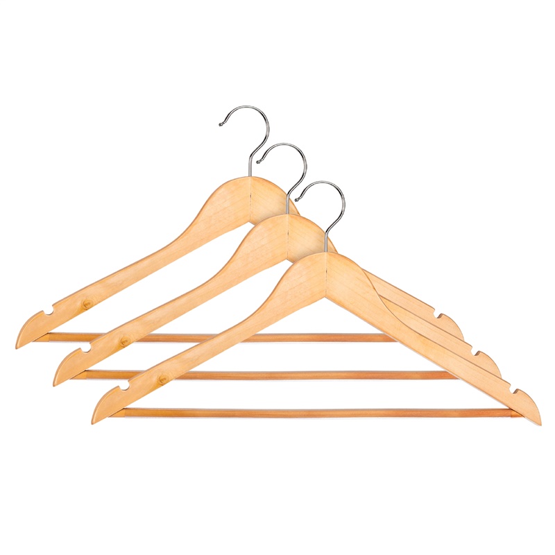 WOODEN HANGER LSN001-B NATURAL 3 PCS