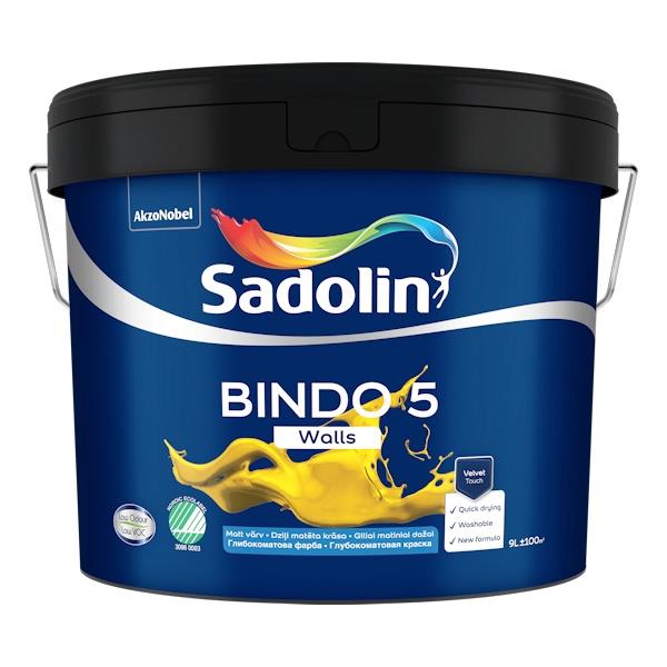 Krāsa Sadolin Bindo 5 BW. balta. 9 l