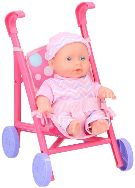 TOY DOLL BABY WITH STROLLER 20CM