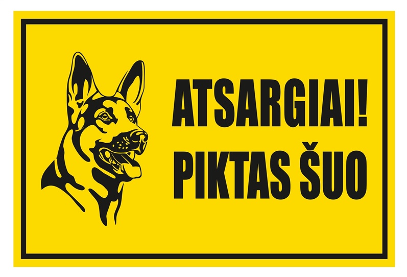 STICKER CAUTION ANGRY DOG 180X120MM