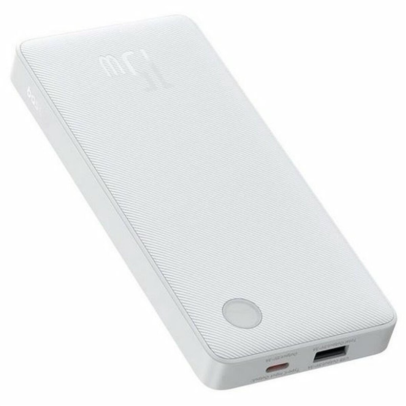 POWERBANK 10000MAH 15W USB + USB-C WHITE