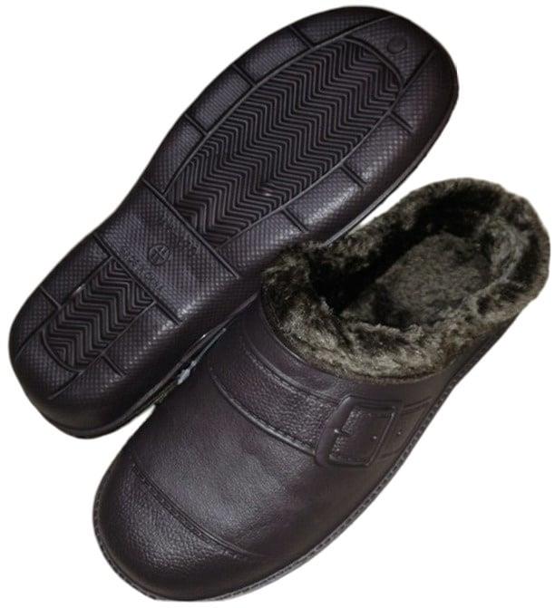 SLIPP WITH FUR TRMY202 MEN 44/45 BALCK