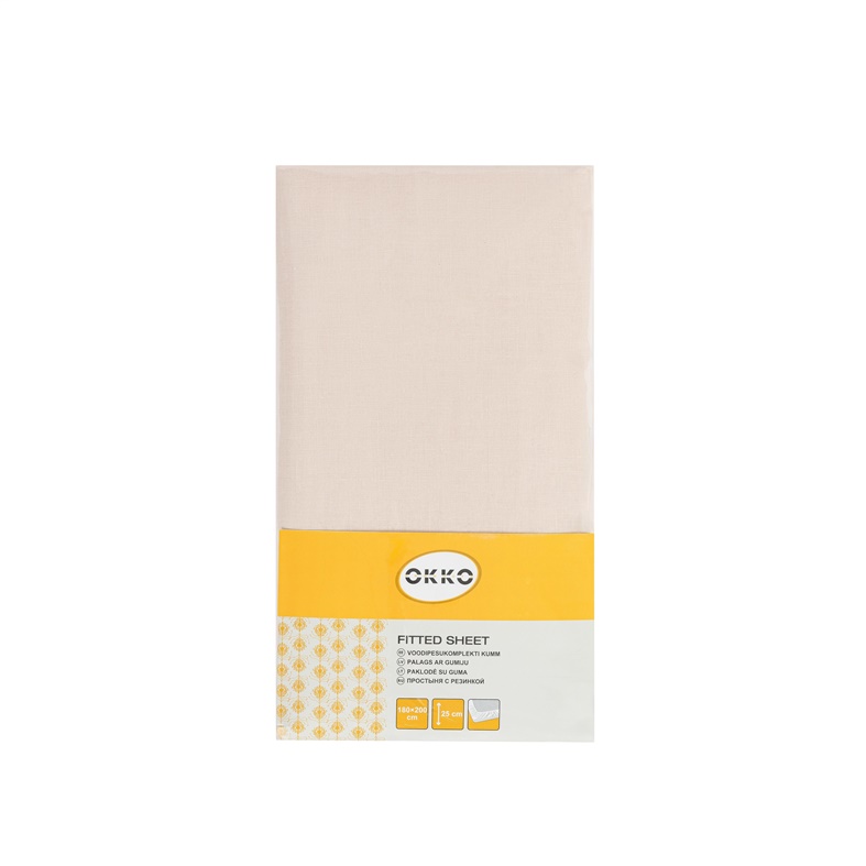 FITTED SHEET POLYCOTTON 180X200+25 BEIGE