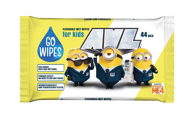 Mitrās salvetes Minions Gowipes 44vnt