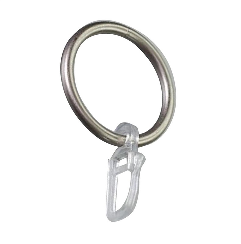 CURTAIN RINGS W HOOKS SILVER D19 10UNIT