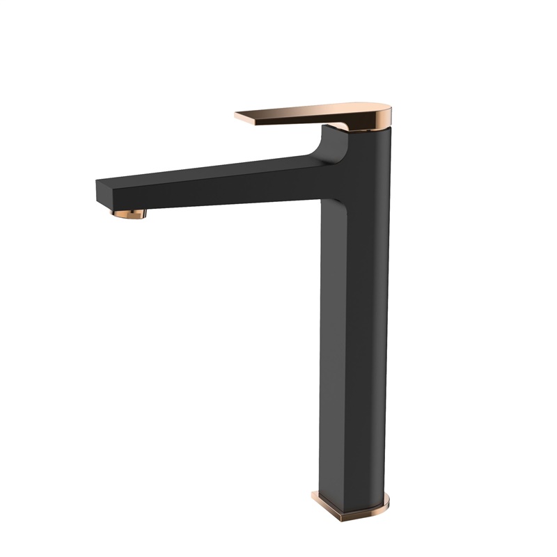 HIGH WASHBASIN MIXER MIDNIGHT BLACK/GOLD