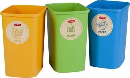 Rūšiavimo šiukšliadėžių rinkinys ECO FRIENDLY. 3 × 9 l