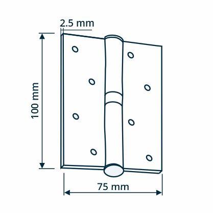 HINGE DOOR 100X75X2.5 SB BRUSHED BRA