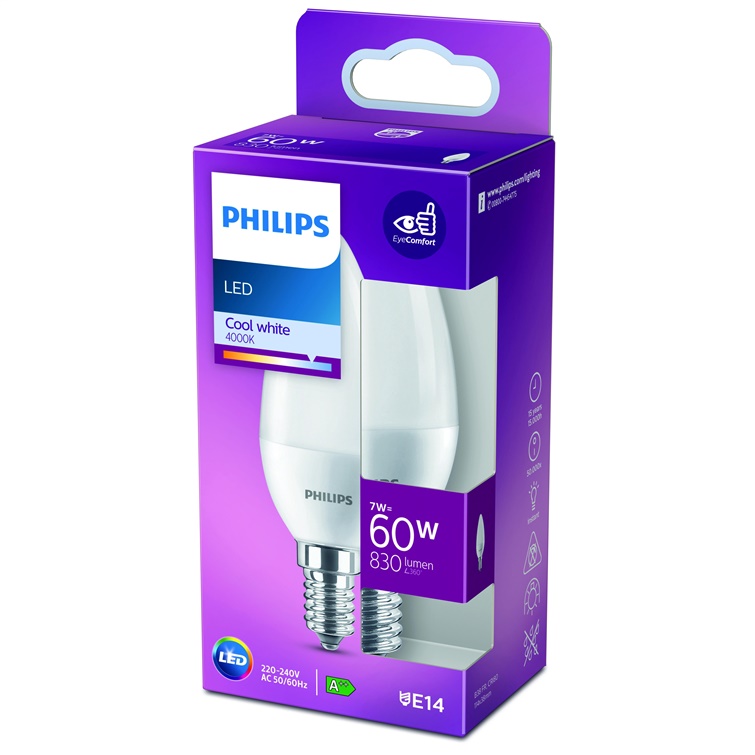 GAISM.D.SP.PHILIPS B38 7W E14 4000K MAT.