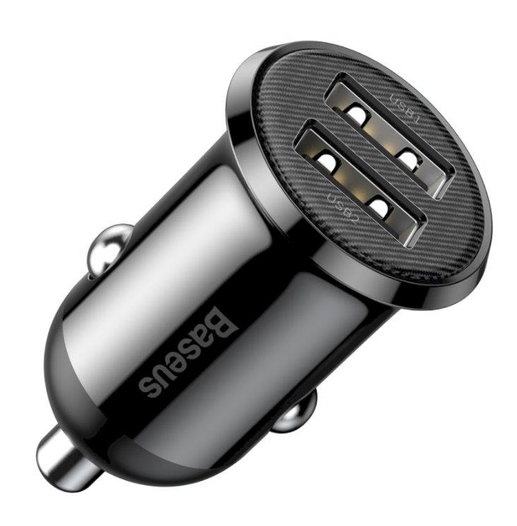 BASEUS CAR CHARGER DUAL USB 4.8A BLACK