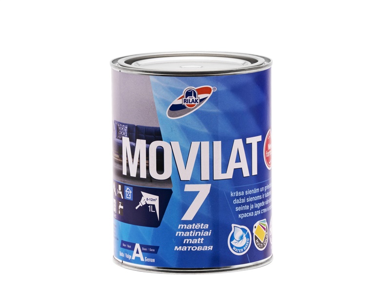 Dispersiniai dažai Rilak Movilat 7. balti. A bazė. 0.9 l