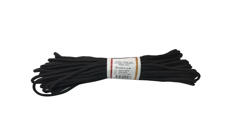 WOVEN POLYAMIDE ROPE BLACK 8MM 10M