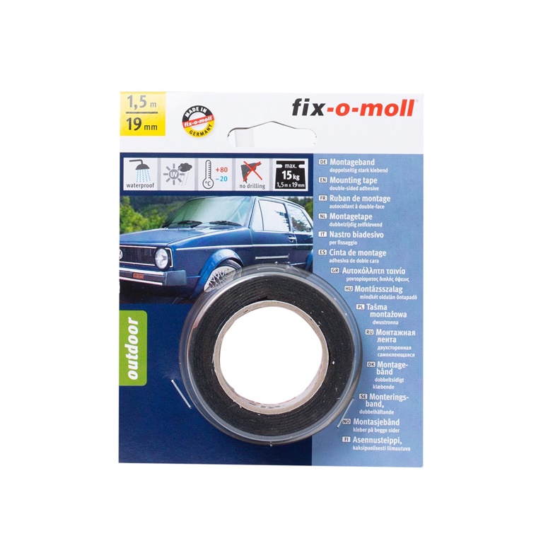 Divpusējā līmlente Fix-O-Moll. 1.5 m x 19 mm. 15 kg