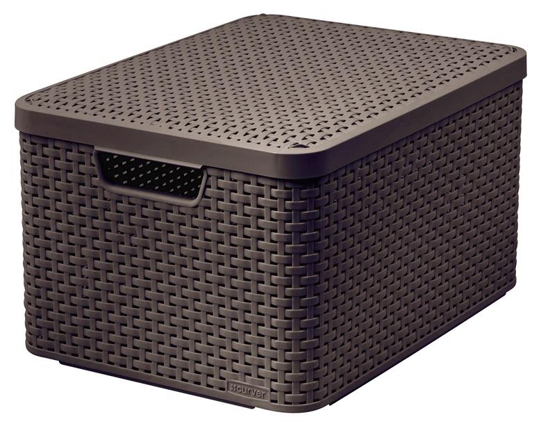 STORAGE BOX CURVER RATTAN  L WITH LID