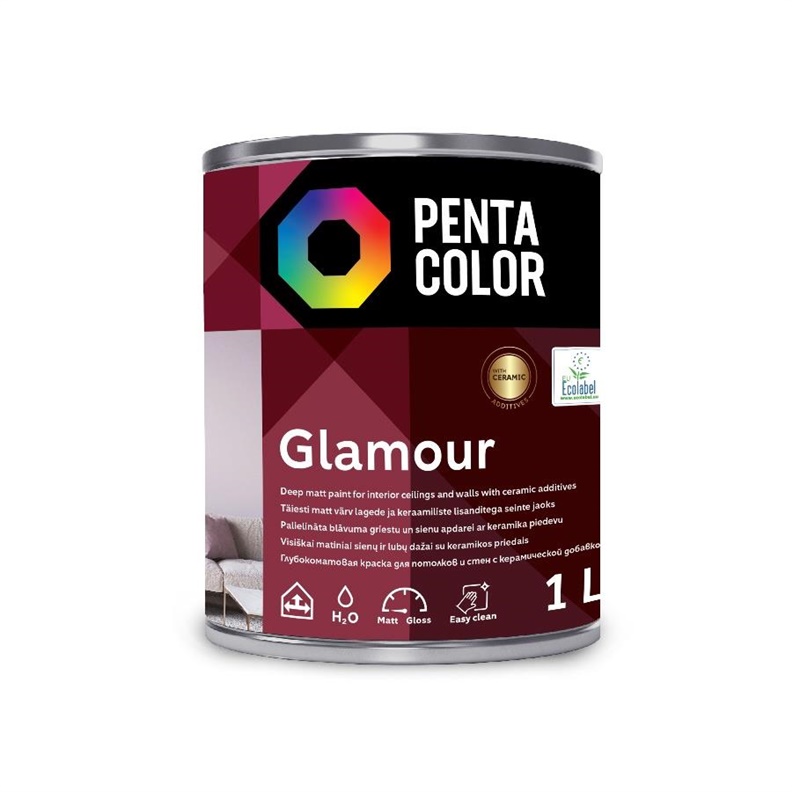 Dispersijas krāsa Pentacolor Glamour. balta. 1 l