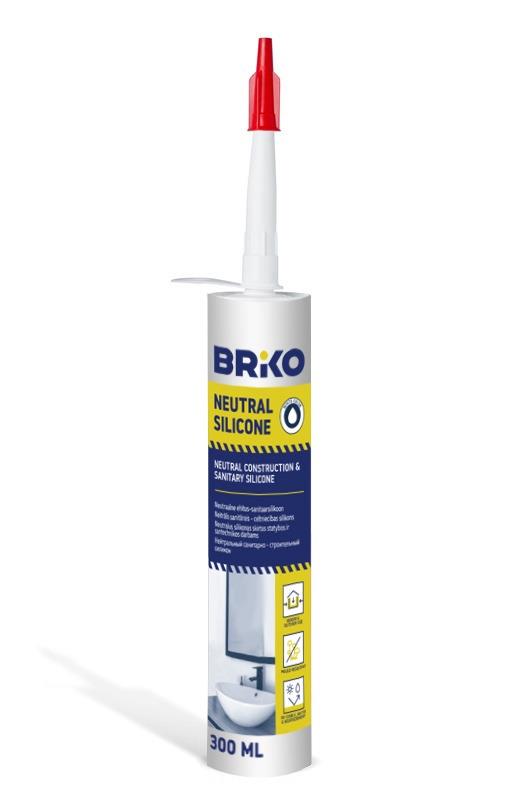 Hermetikas Briko Neutral Silicone. 300 ml. balta