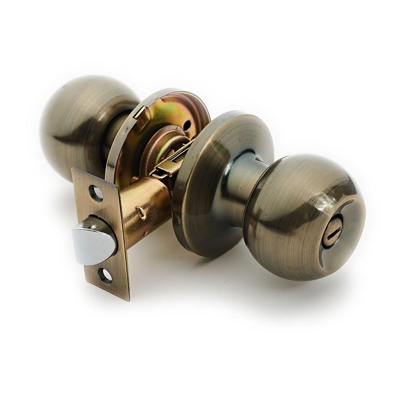 DOOR KNOB LOCK 607 AB WC ANTIQUE BRASS