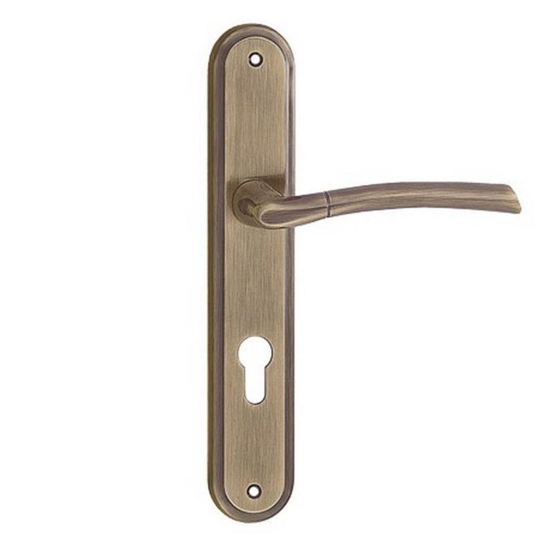 DOOR HANDLE ZORBA 72MM ANTIQUE BRASS