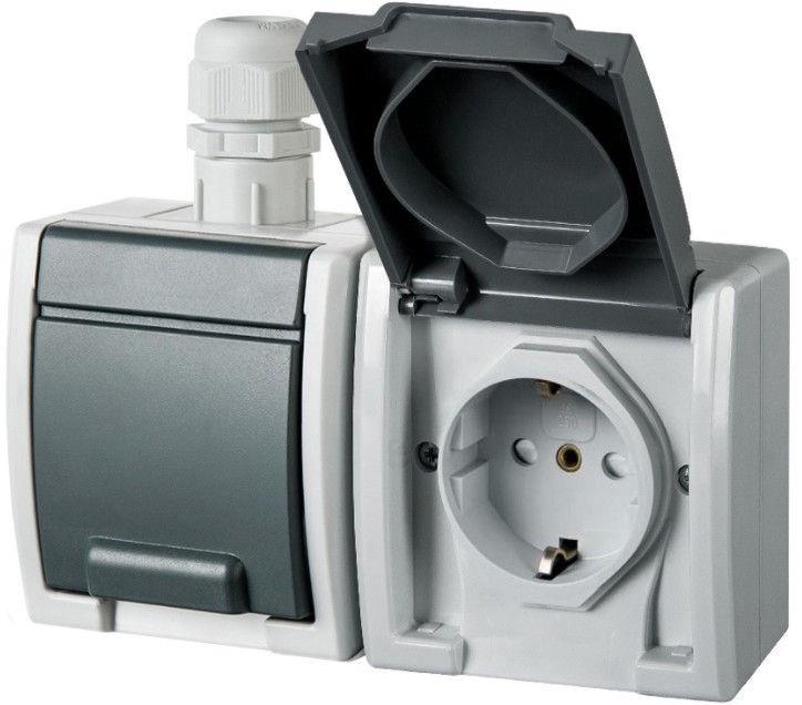 SOCKET AQUANT 2PL GREY IP65 1245-65