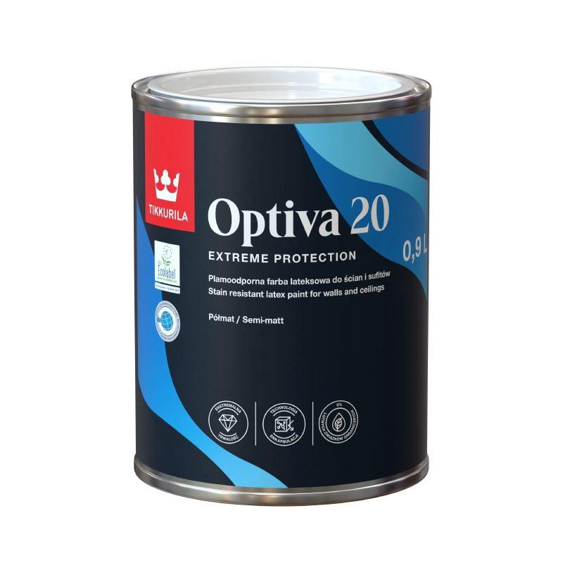 VANDENINIAI AKRILINIAI DAŽAI „OPTIVA SEMI MAT 20 BA“; 0.9 l