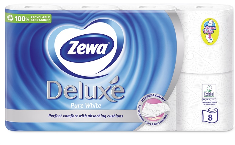 PAPĪRS WC ZEWA DELUXE WHITE 3SL 8GAB