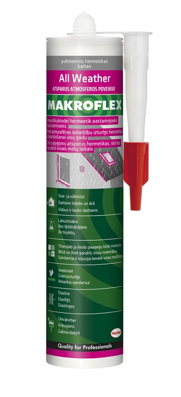 Klijuojantis hermetikas Makroflex All Weather 280ml. baltas